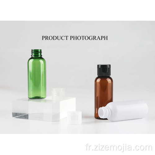 Bouteille de shampoing en plastique PET à capuchon rabattable de 50 ml
